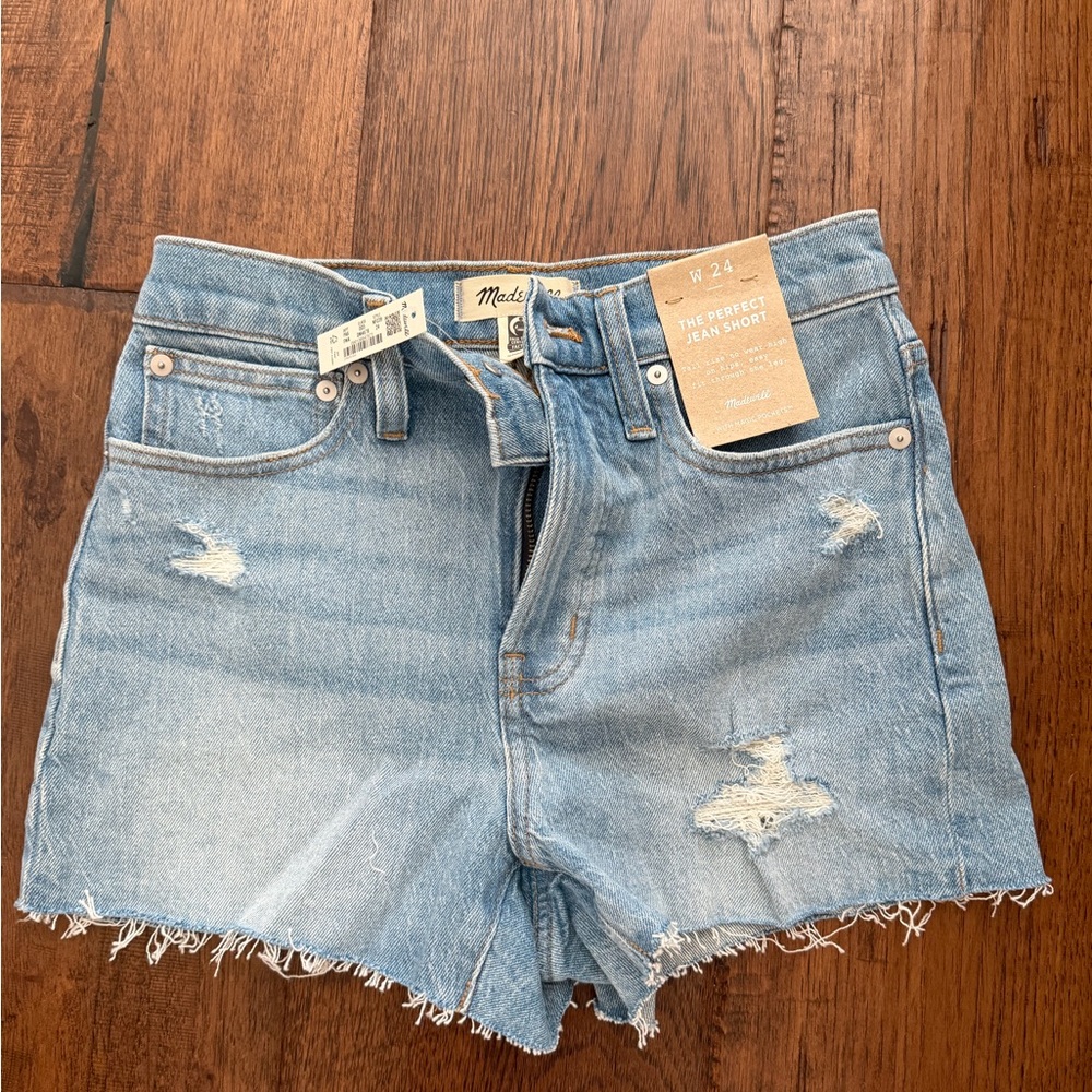 Madewell Light Blue Distressed Jean Shorts